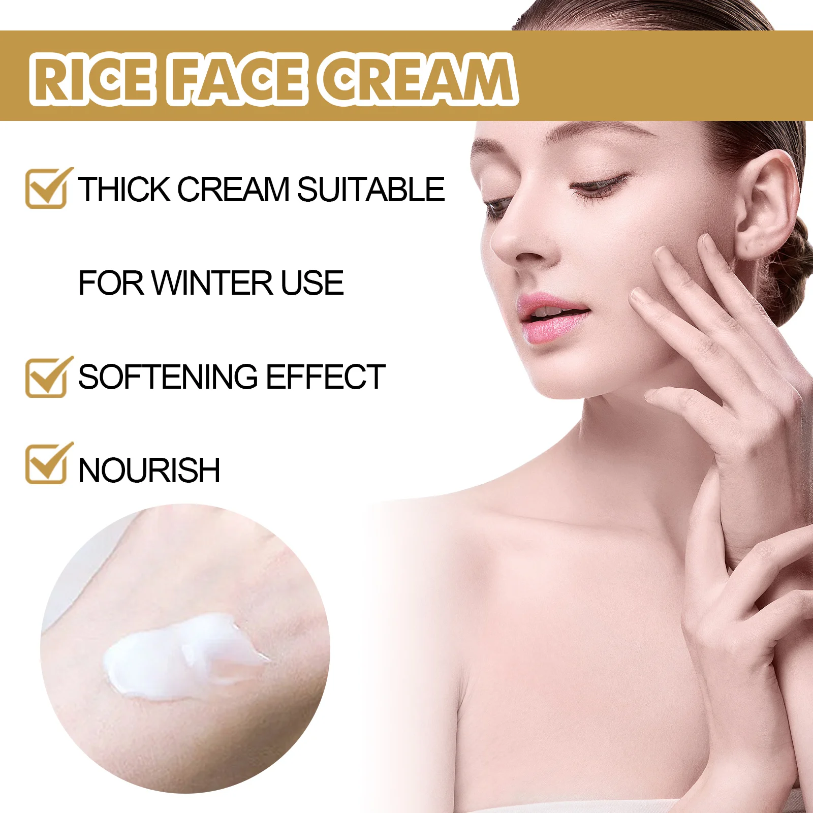 White Rice Face Cream Moisturizing Firming Fade Fine Lines Tighten Pores Lighten Dark Spots Nourishing Brightening Face Cream