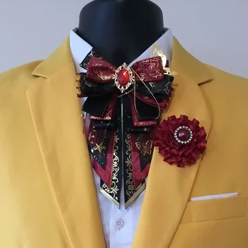 男性と女性のための蝶ネクタイ,ロリータのブローチ,アニメのシャツ,ドレスアクセサリー,手作りのジュエリー,襟,花,ハイエンド,豪華