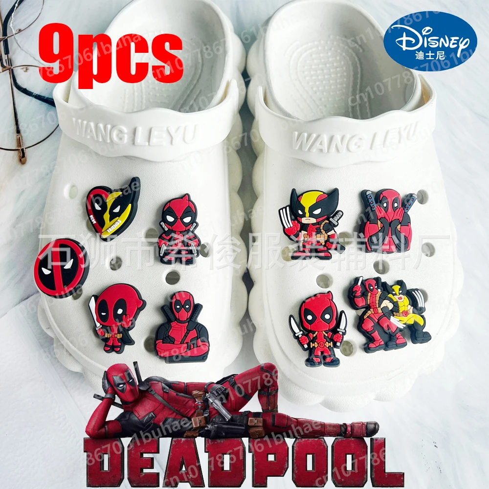 

9pcs/set Disney Deadpool&Wolverine Shoes Charms for Men Boys Best Friend DIY Shoe Decorations Accessories Kids Gifts