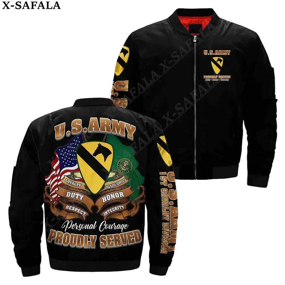 

1st Cavalry Division Veteran Army 3D Bomber Jackets Zipper Flight Jacket Casual Thick Coat Unisex Harajuku Men Women Streetwea-1