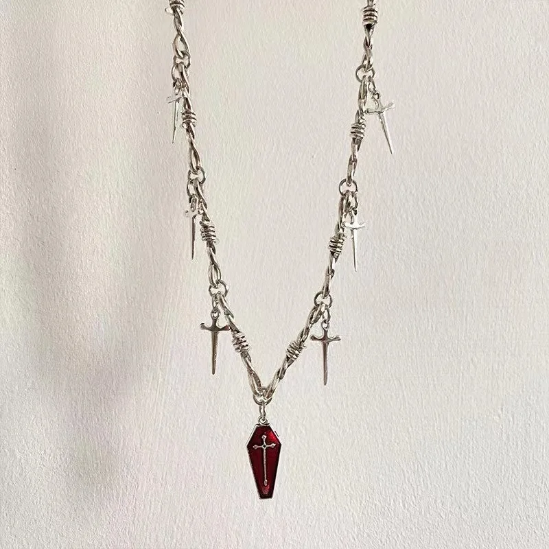 Cross-Border Foreign Trade Amazon Gothic Cross Thorn Pendant Necklace Fashion Punk Jewelry Accessories Manufacturer