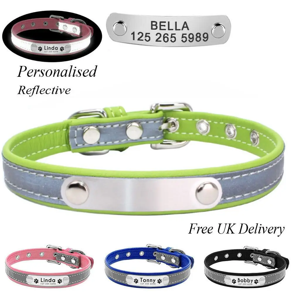 S-XXL Cat Accessories Engraved ID Name Pet Supplies Dog Collar Cat Collars Reflective Leather