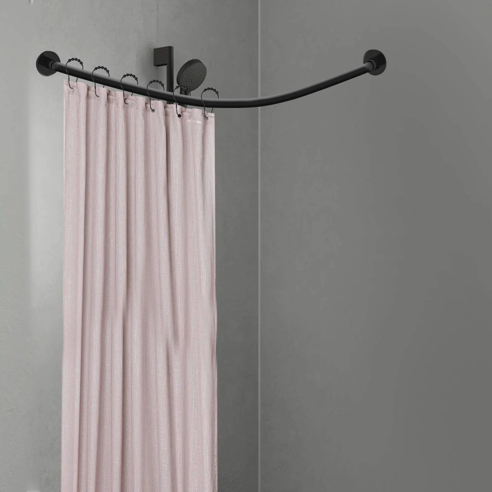 L Shaped Shower Curtain Rod Stainless Steel Bathroom Shower Pole Rail Adjustable