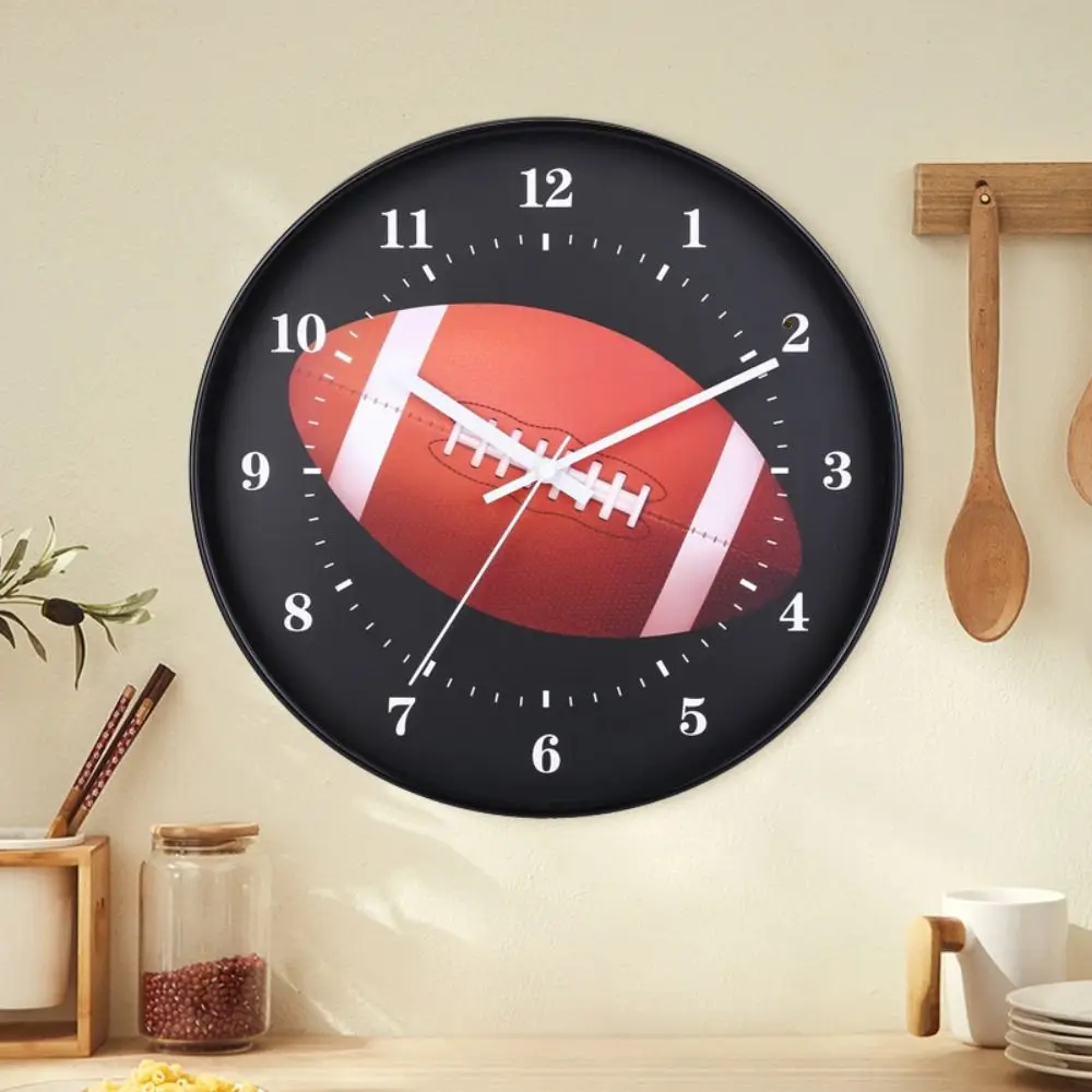

Durable Plastic Rugby Wall Clock Funny Battery Operated Wall Mounted Clock Round Decoration Clock Living Room
