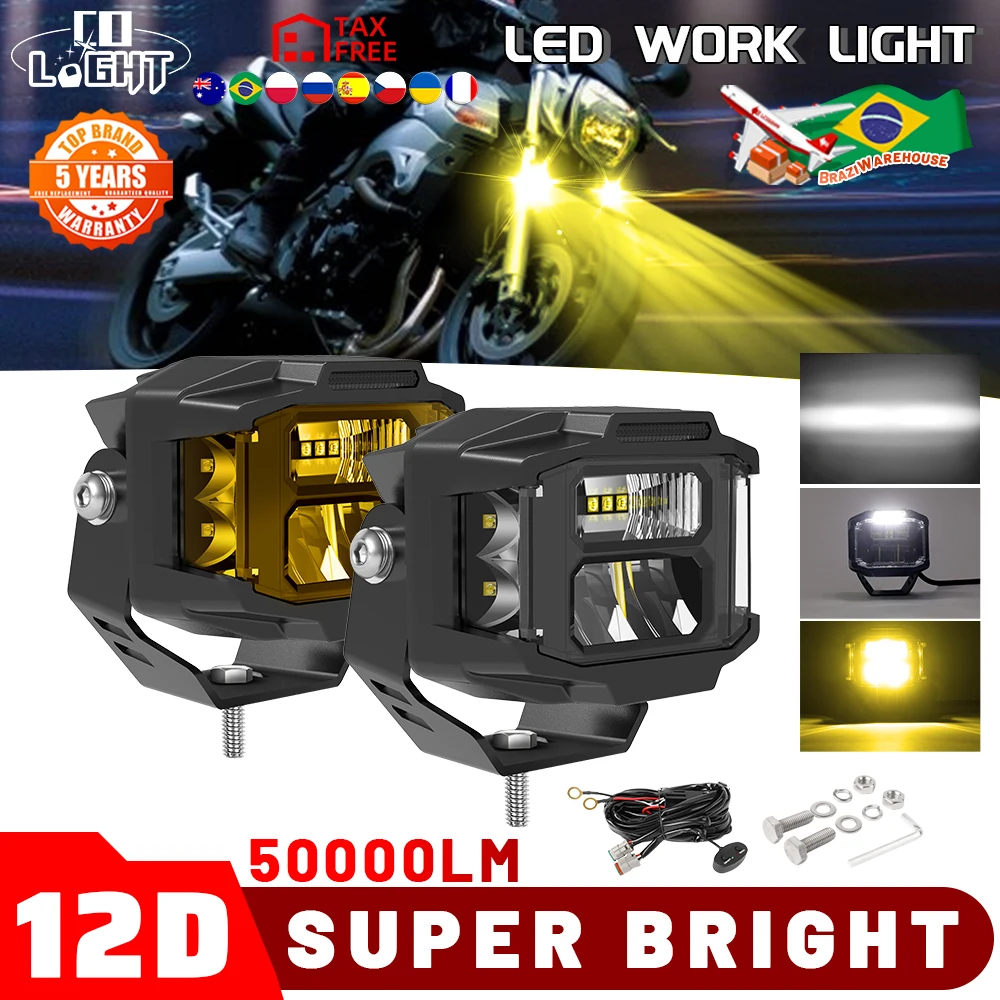 

CO LIGHT 3 Inch LED Work Lights 50000LM Side Shooter LED Pods Offroad Driving Lights Spot Flood Combo DRL Fog Light for ATV SUV