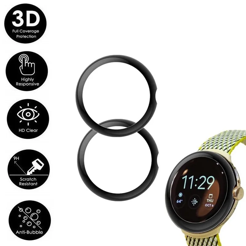 3PCS 3D Curved Edge Screen Protector for Google Pixel Watch 2 / 1 Smartwatch Full Cover Soft Protective Film