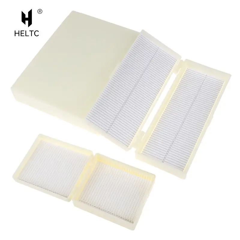 Plastic Microscope Glass Slide Box 25/50/100pcs Biological Slices Storage Case Holder For Prepared Microscope Slides