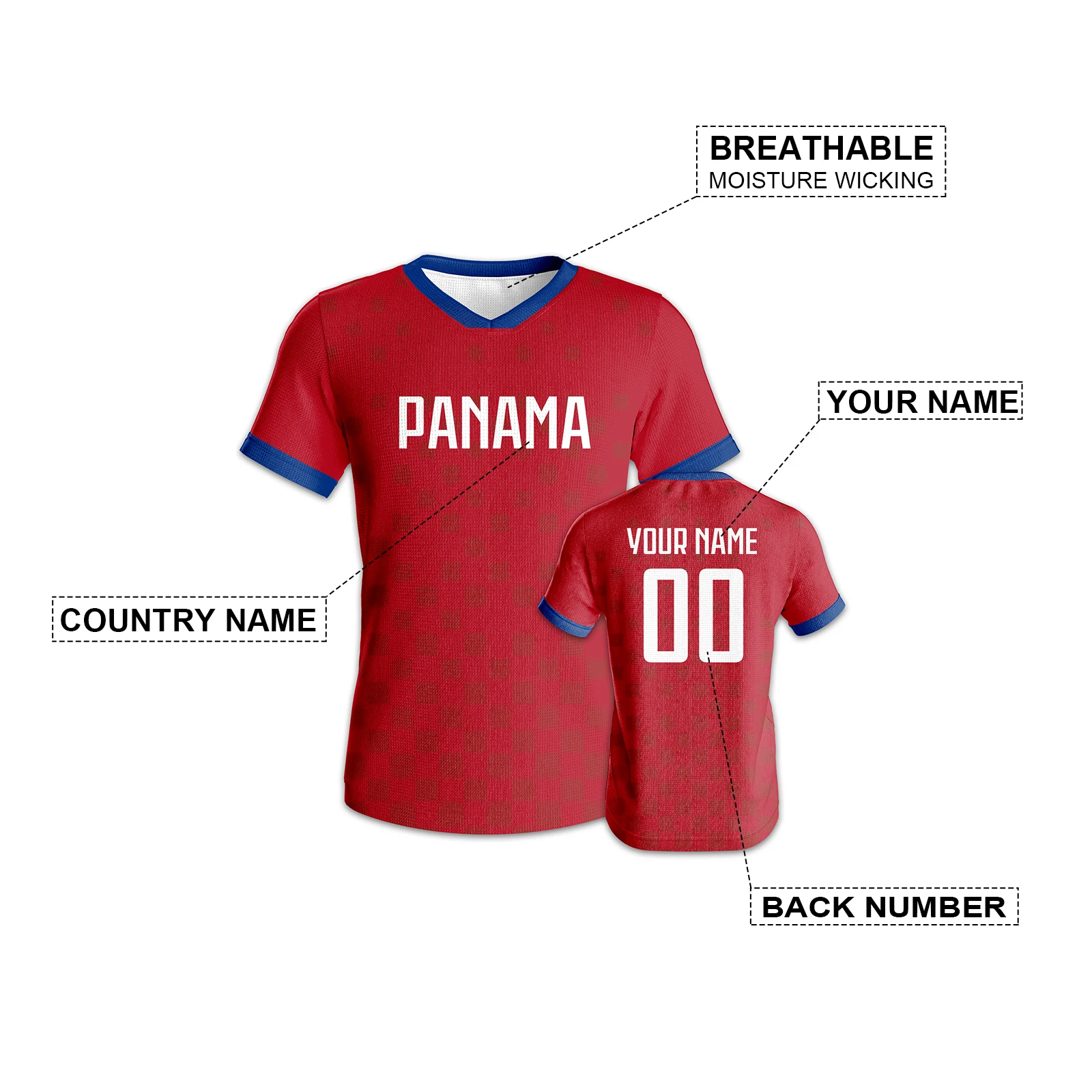 Personalized Panama Football Jersey Quick-Dry Soccer Training Uniform Custom Name Number Sportswear for Men Women Youth Fans