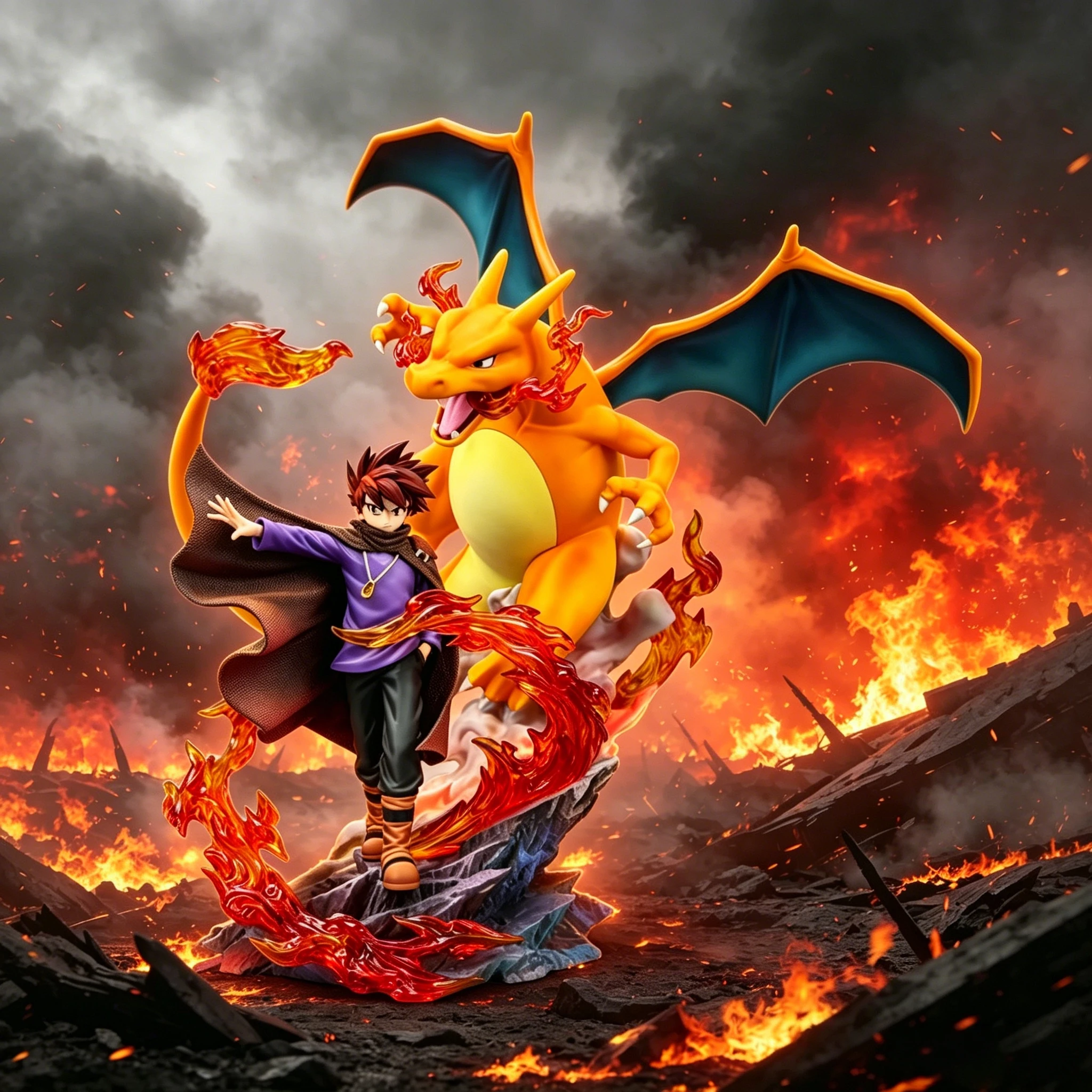 Anime Pokemon Gary Oak Charizard Figur Blau Oak Grün Statue Sammlerstück Modell Spielzeug Geschenk