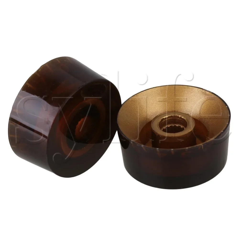 ‌4pcs Amber Guitar Knobs - Bell Hat Style with White Number Scale, Plastic Volume/Tone Control for Electric Guitar