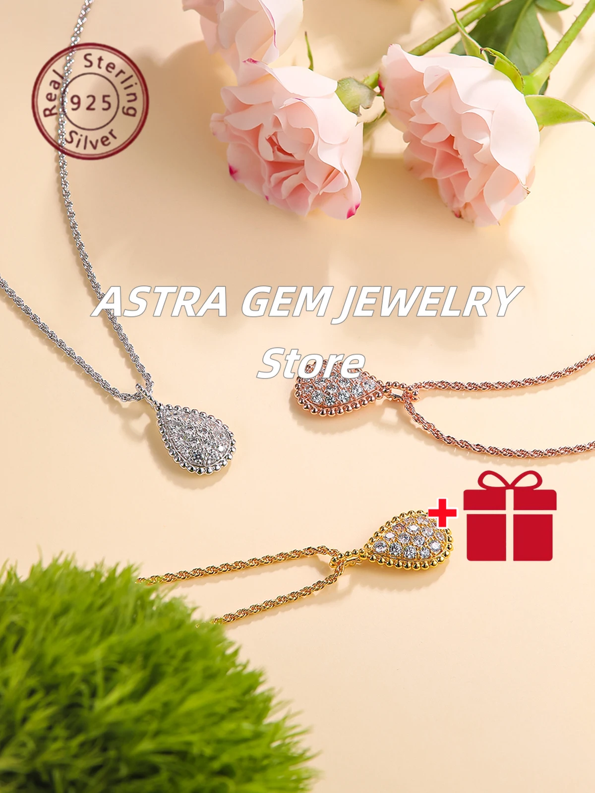 

TYYL Hot Designer Luxury New Brand Gold plated Jewelry Women's Droplet Necklace Full Diamond Water Drop Pendant Beautiful GiftsF