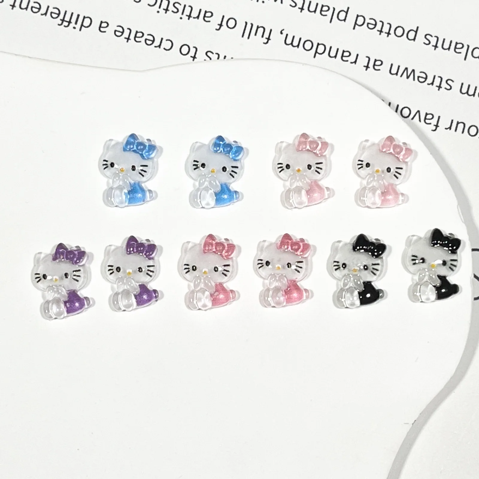 20pcs miniso colorful kt cartoon nail charms for diy nail making kawaii cute resin nail art decoreation