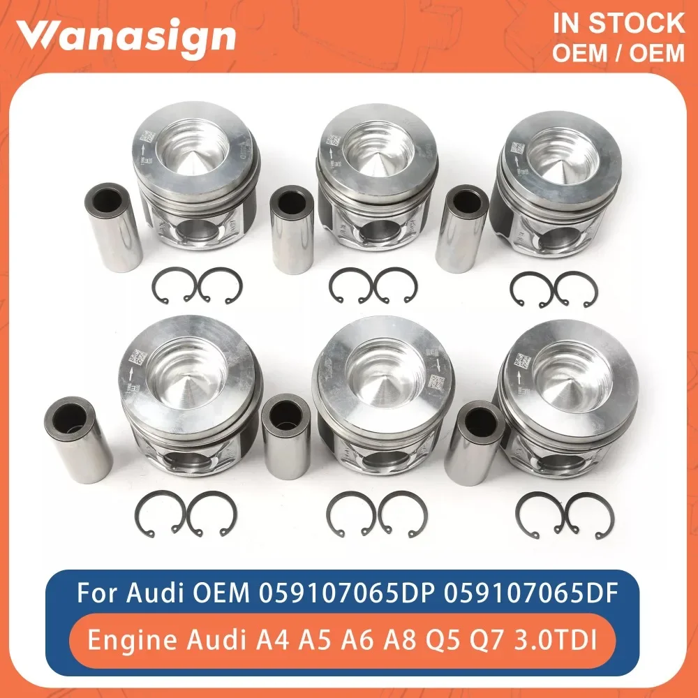 Engine Piston W/ Ring Set Φ83.010mm Fit 3.0 T For Audi A4 A5 A6 A8 Q5 Q7 CRC CRCD CVVA 3.0TDI V6 DIESEL 059107065DP 059107065DF