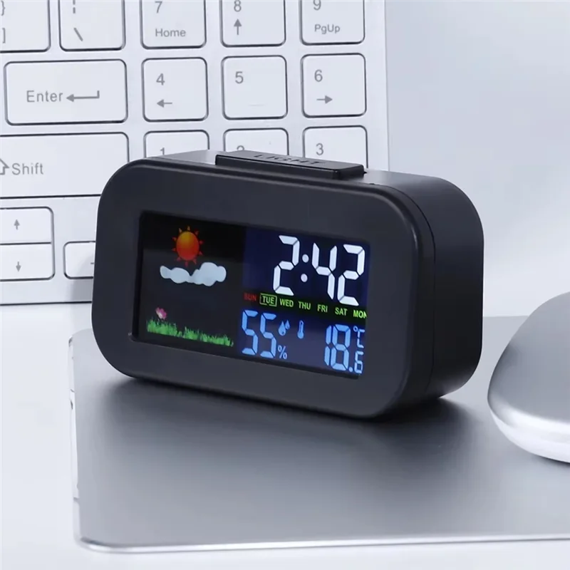 Weather Station Clock With Color Display Temp&Humidity Monitor Backlit For Kids Teens Students - Bedroom Dorm Deskabgi