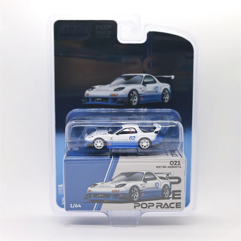 Poprace x Enigma 1:64 RX7（FD3S） Blue White Diecast Model Car