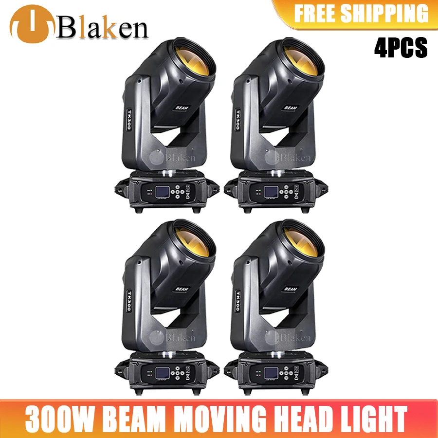 New 4PCS Hot-Selling 300-Beam Shaking Lamp 300w Strong Light Moving Beam Lamp Dmx512 lyre Effect Dj Disco Christmas Activities ﻿