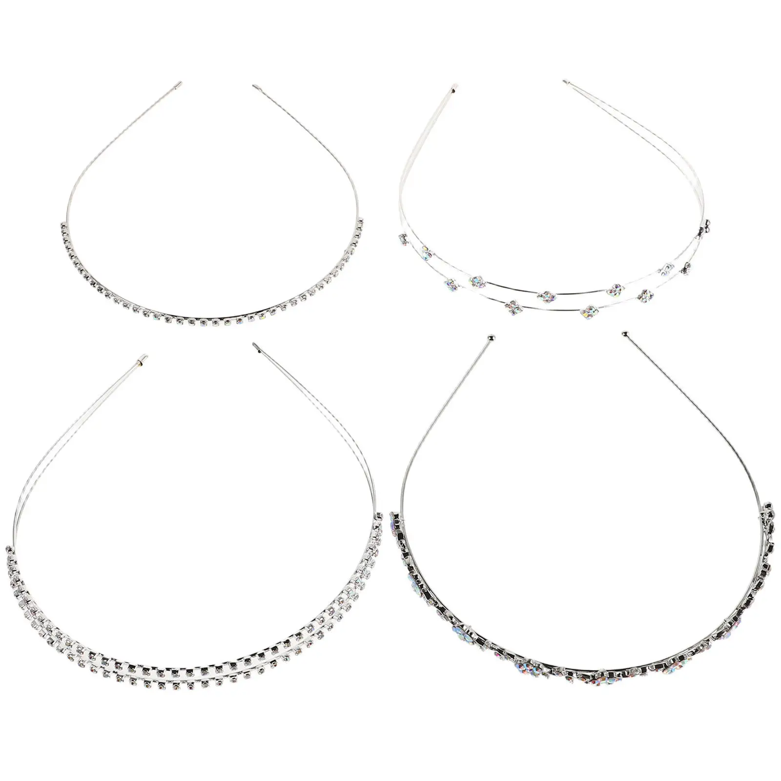 

4Pcs Bridal Rhinestone Hair Hoop Elegant Headband Wedding Hair Accessories Decorative Headband for Bride Party Fashion