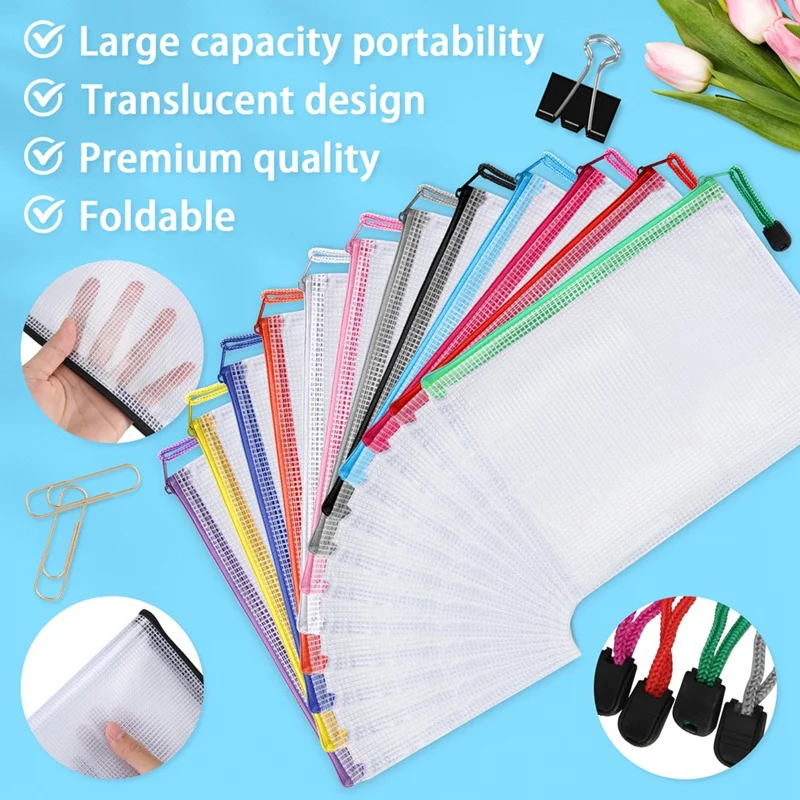 A5 Plastic Wallet Folder - Grid Folder Type Wallet Pocket Bag Pocket