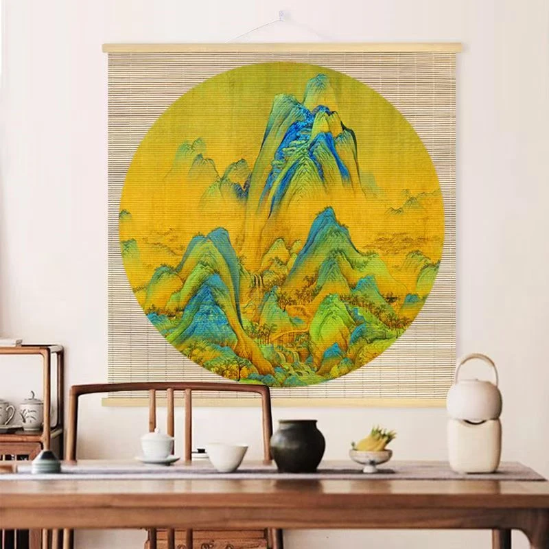 Thousand mile landscape painting, landscape bamboo art painting, living room decoration, home feng shui decoration, gifts