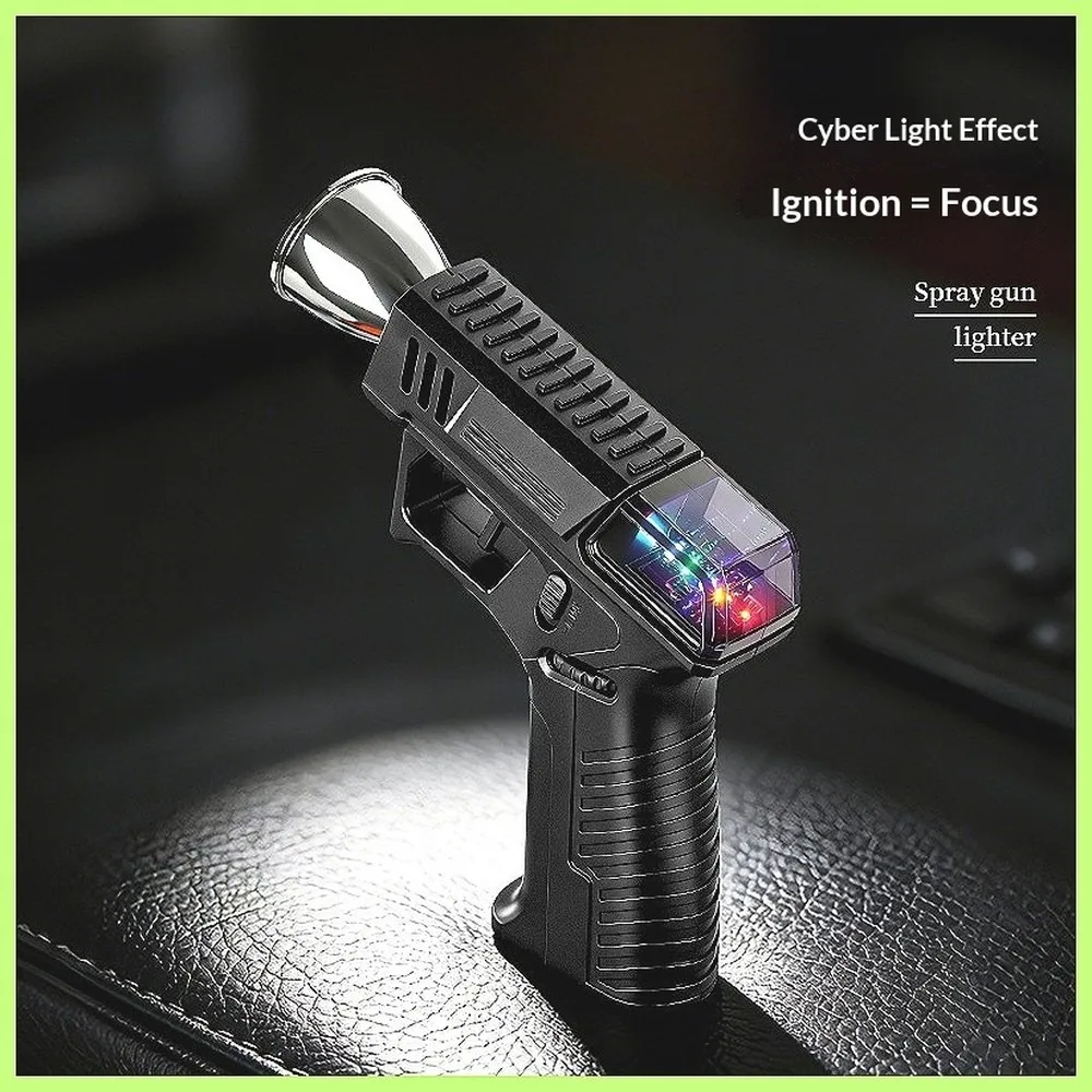 Gas electric integrated large caliber spray gun, cigar lighting, charcoal burning, moxibustion, blue flame windproof lighter