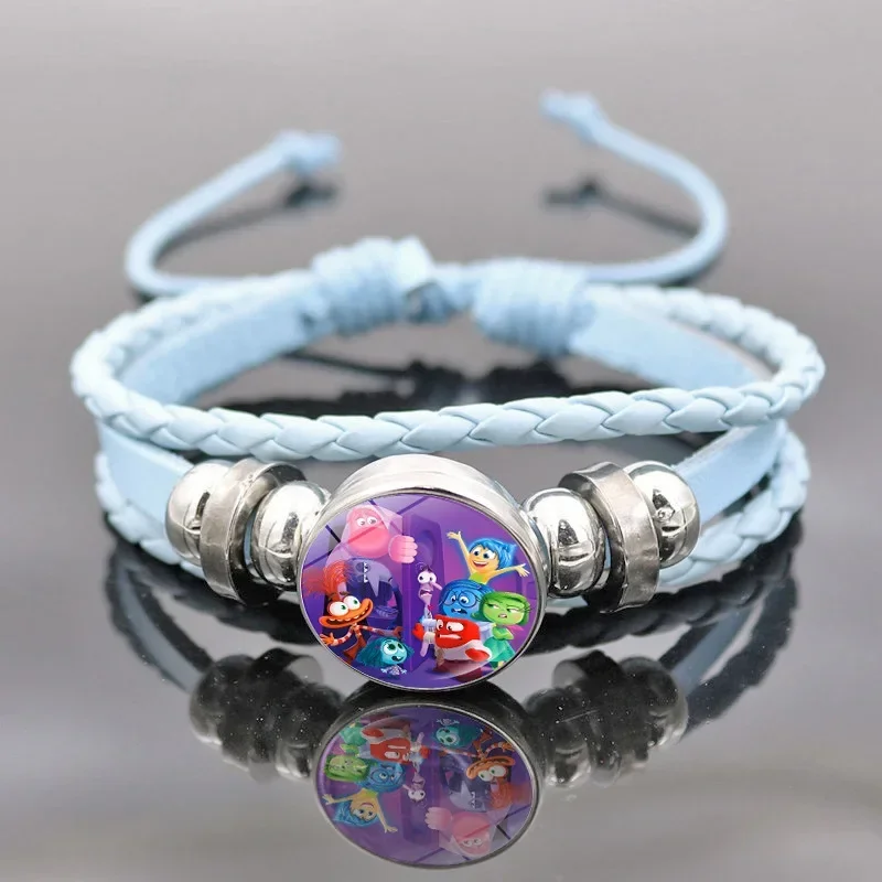 Disney Inside Out 2 Bracelet Anime Joy Anxiety Envy Woven PU Leather Bracelets Accessories for Women Children's Christmas Gifts