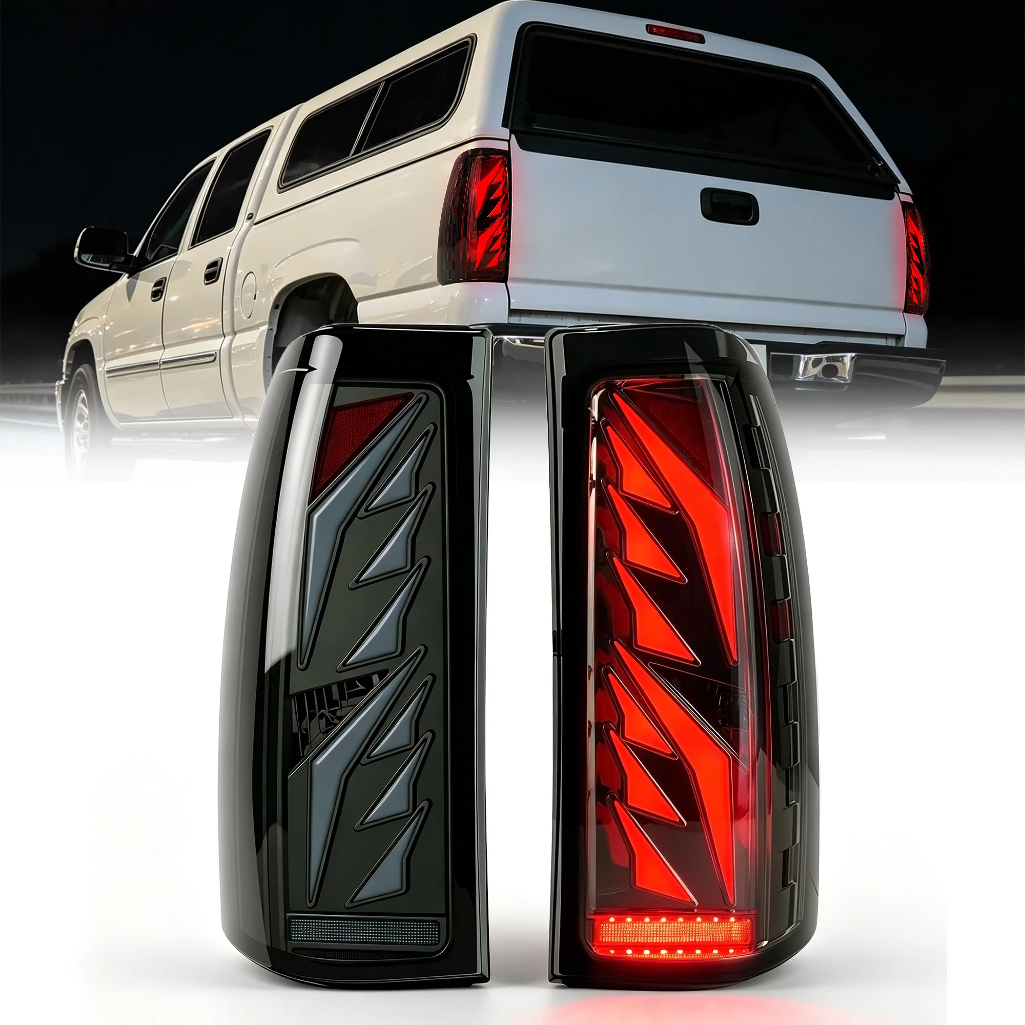 LED Tail Light for GMC Sierra 1999–2006 Wing Shape Startup Animation Taillight for Chevy Silverado 1999–2002 Dynamic Turn Signal