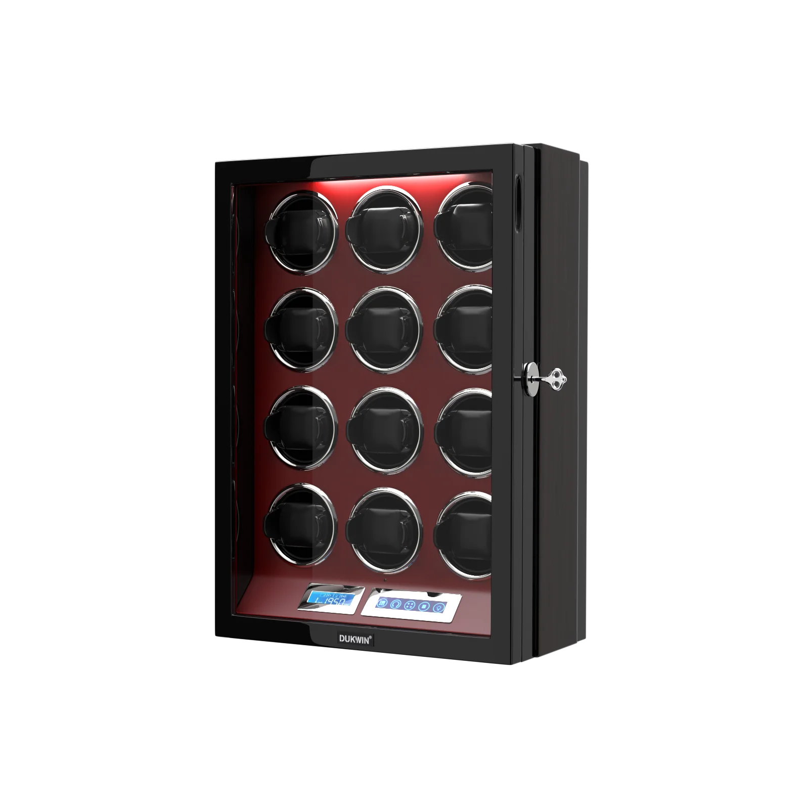 

Automatic Watch Box 12 Watch Winder With Touchscreen And Super Quiet Mabuchi Motor With Led Light- Red