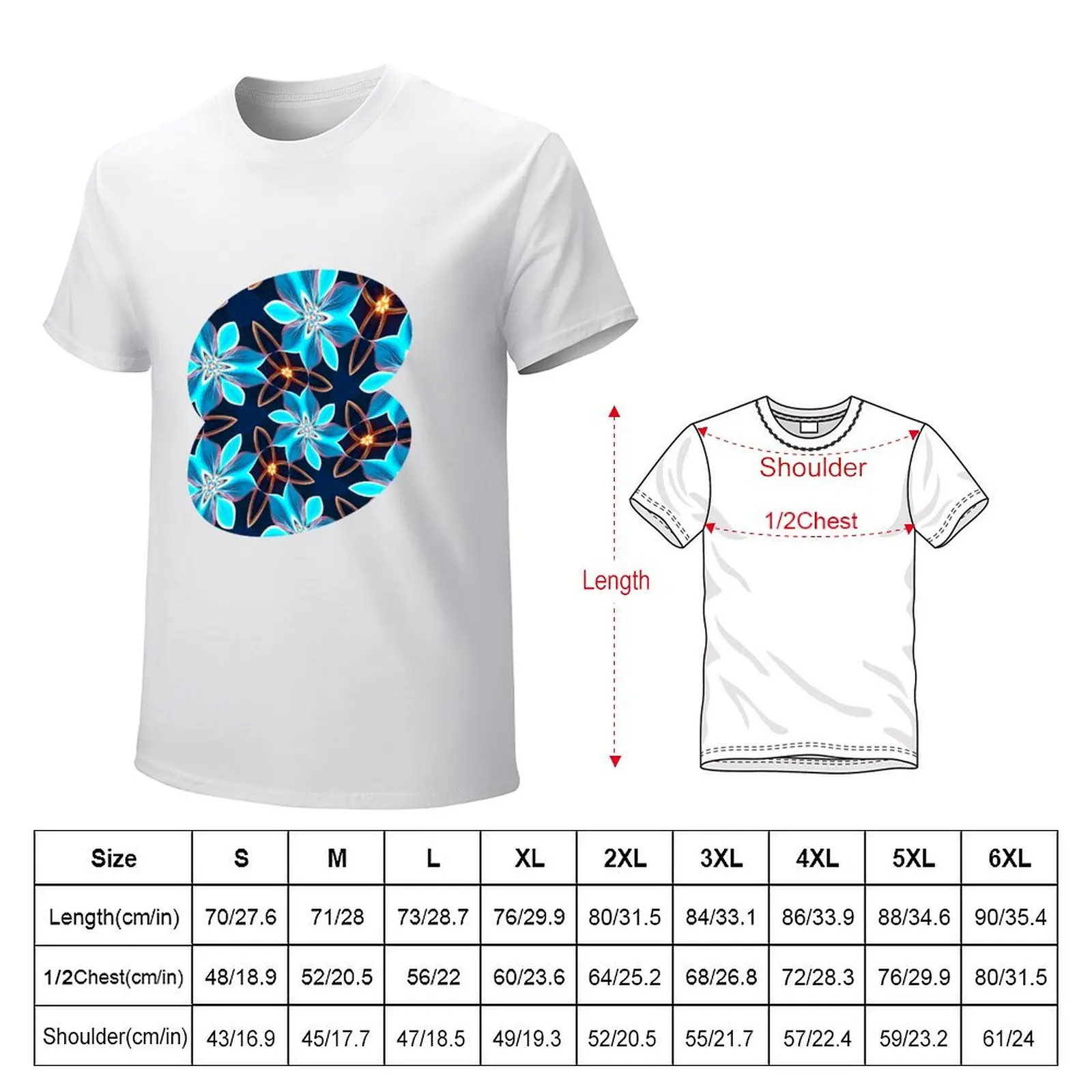 Pastel Blue Flowers Pattern T-Shirt boys whites Short sleeve tee customizeds mens graphic t-shirts hip hop