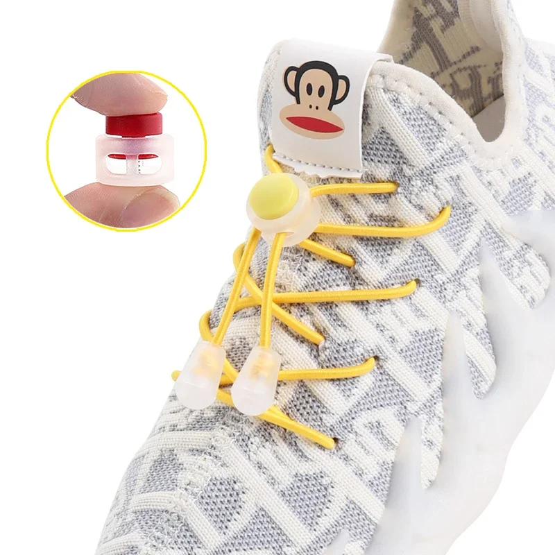 1 Pair No Tie Shoelaces Elastic Shoe Laces Round Press The Spring Lock Lazy Shoes Lace Used for Sneakers Shoelace Without Ties