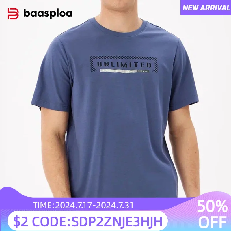 Baasploa Men Sport T-Shirt High Quality Tee for Men New Fashion Breathable Quick Drying Male Clothing Running Free Shipping 2024