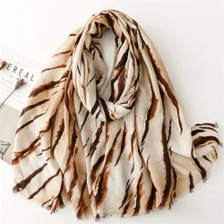 2026 Winter Thick Leopard Zebra Fringe Viscose Shawls Scarf Lady High Quality Wrap Pashmina Stole Bufandas Muslim Hijab 180*90Cm