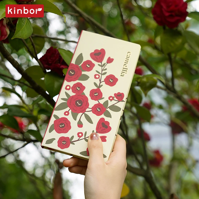 Kinbor Journal Week Planner, Kawaai Sakura/Camellia Pocket Notebook for Work Home Office ๋จ์ด์ฅ, Self-discipline Organizer Agenda