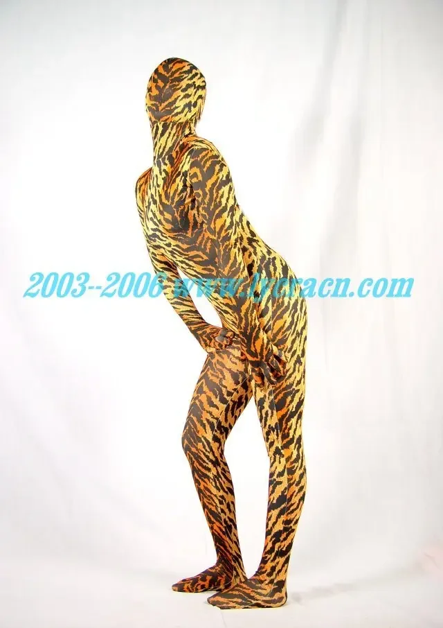 Benutzerdefinierter Zentai-Bodysuit mit Leoparden-Tiger-Muster, Ganzkörper-Katzenanzug, Lycra, Zentai, Crossdresser, Fetisch, Zentai-Kleidung