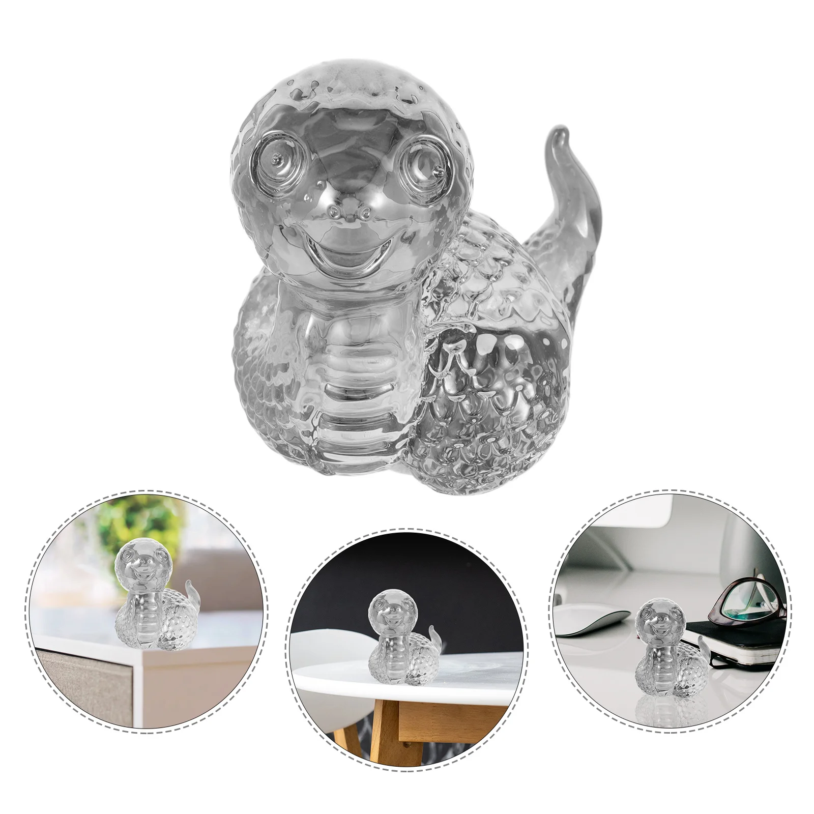 

Chubby Cartoon Snake Baby Display Small Compact Glossy Colorful Home Ornament Year of The Snake Crystal Sculpture