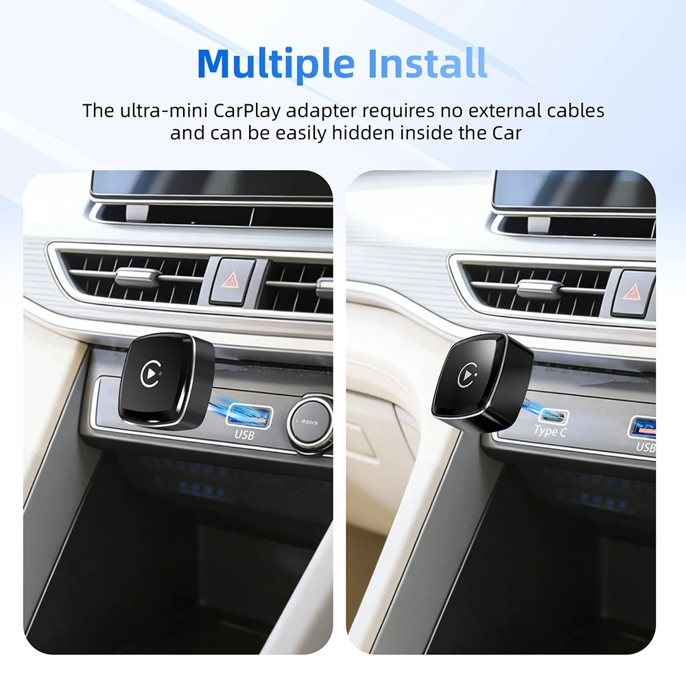 2 in 1 Wireless CarPlay Type-c Adapter Android Smart Dongle for Factory Wireless CarPlay & Android Auto Adapter