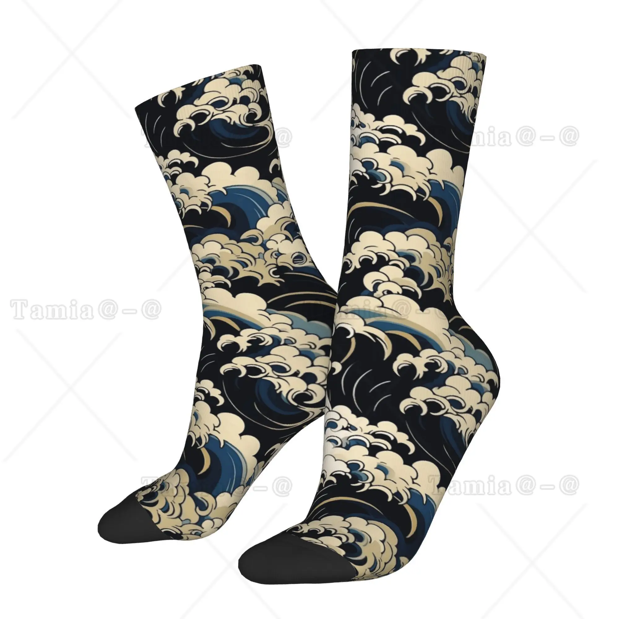 Japanese wave  Sock Printed Man Polyester