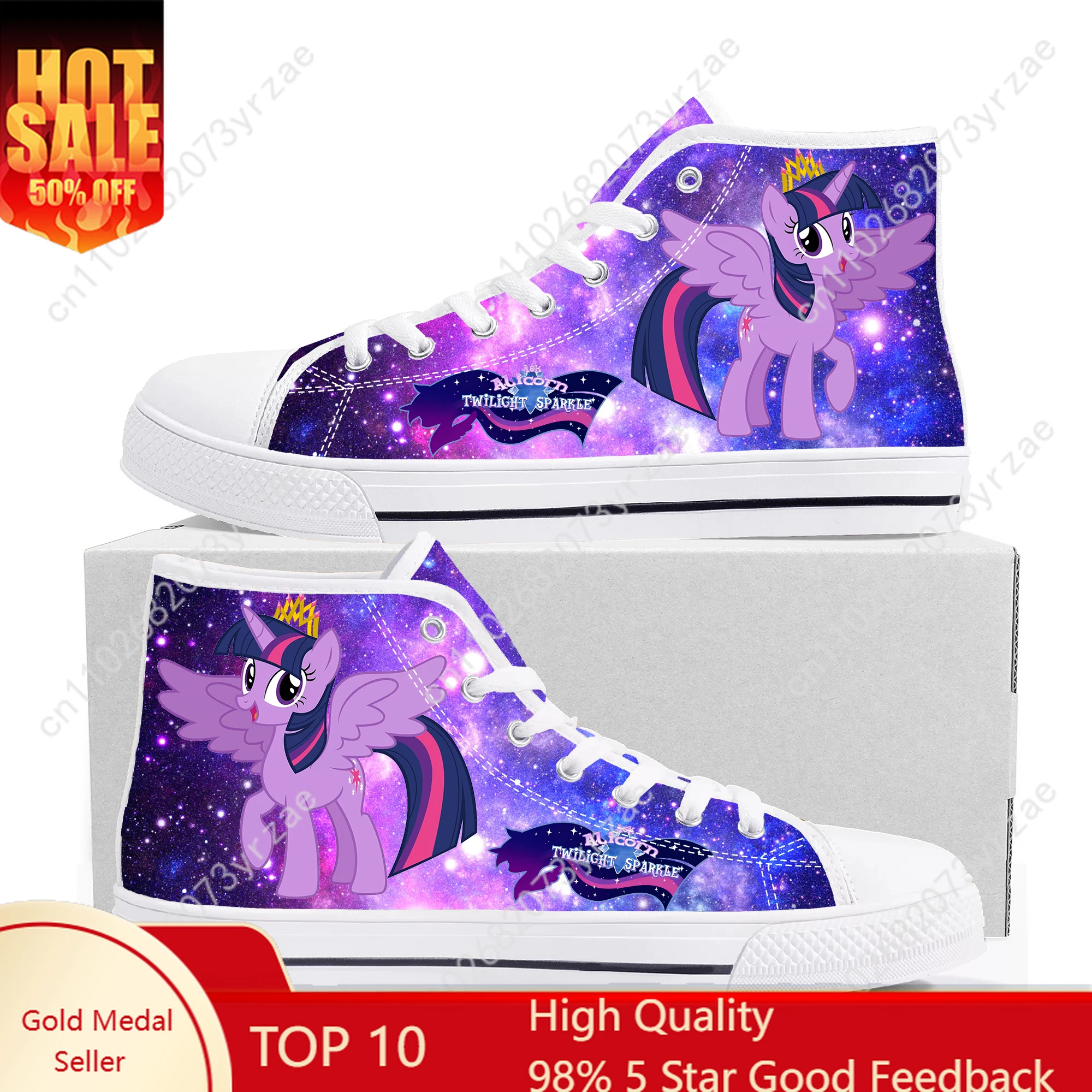 

Twilight Sparkle High top shoes man woman sneakers My Little Pony Friendship is Magic Fashion shoe Cosplay Footwear For Adults
