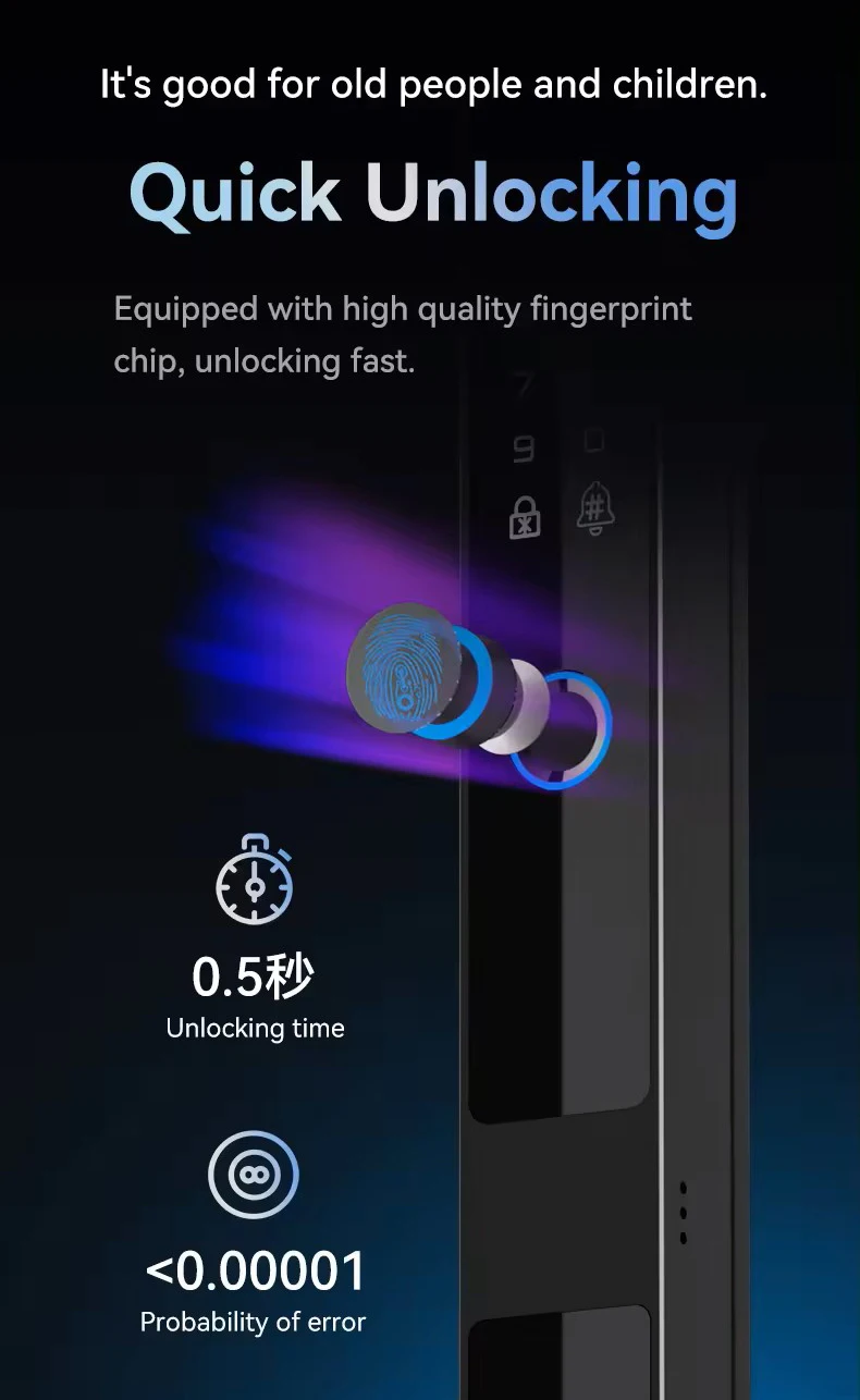 STLF 디지털 자동 전자 생체 인식 잠금장치 와이파이 스마트 잠금장치 좁은 테두리 문 지문 도어락