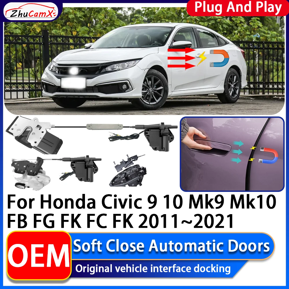 Electric Suction Power Soft Close Car Door Automatic Door Closing System For Honda Civic 9 10 Mk9 Mk10 FB FG FK FC FK 2011~2021