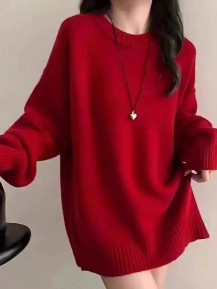 

Осенне-зимний женский свитер с круглым вырезом из 100% кашемира, свободного кроя, элегантный, в комплекте с брюками-шарк.