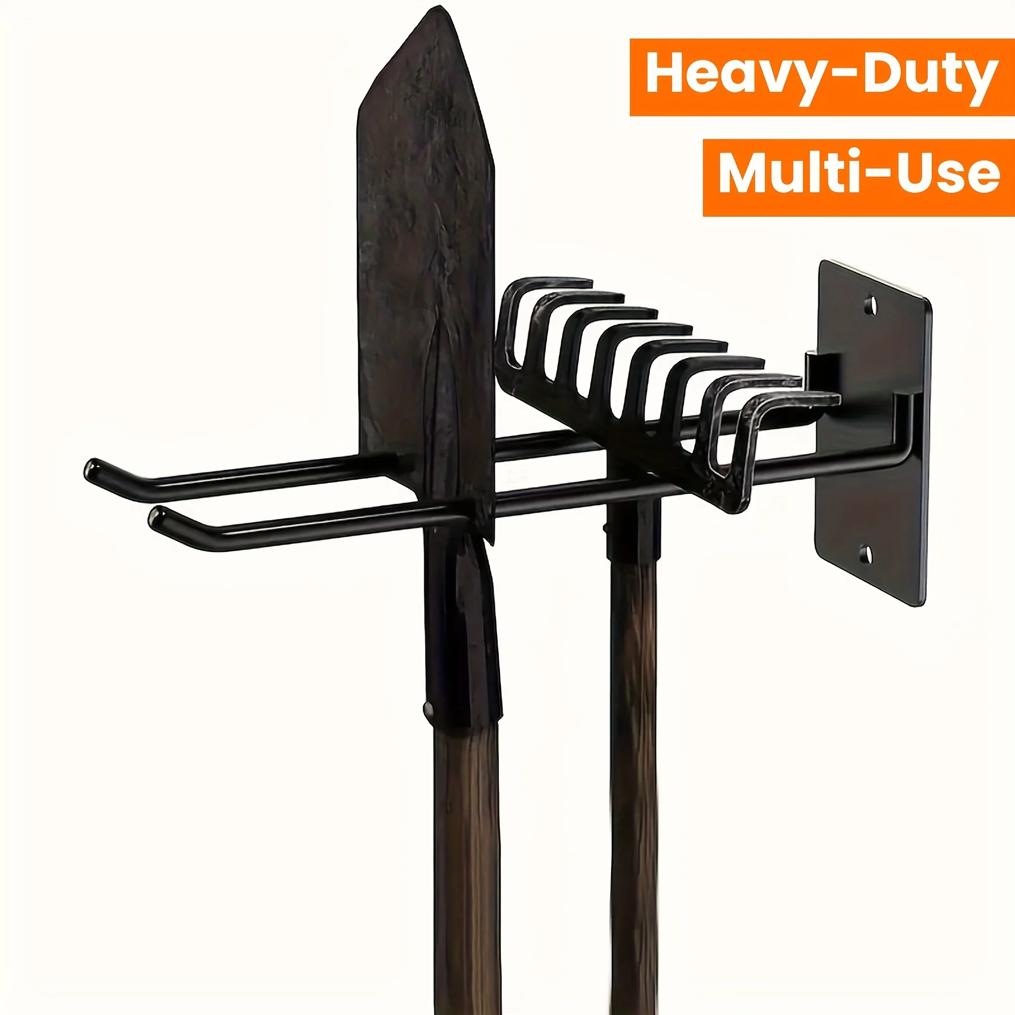 A Wall-Mounted Metal Tool Holder / 1pc - Versatile Garage And Garden Rack for Shovels, Rakes, And Brooms - Durable Storage Hooks