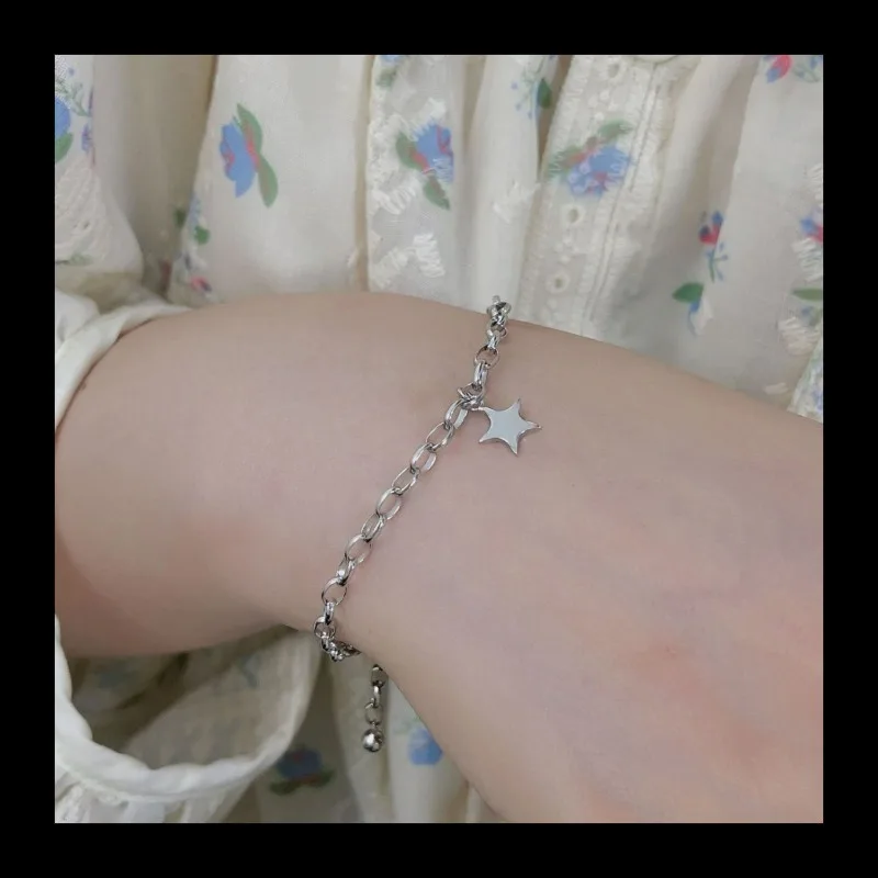 التجارة الخارجية اكسبرس S925 الفضة الاسترليني تنوعا أزياء شعبية بسيطة القمر الخماسي سوار السيدات