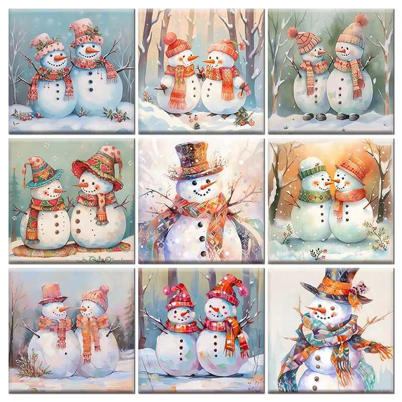 

GATYZTORY Diy Diamond Painting 5d Winter Landscape Full Square/Round Diamond Mosaic Painting Snowman Diamond Painting New 2023