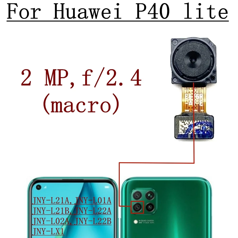 Caméra arrière pour Huawei P40 Lite P40lite JNY-L21A-L01A-L21B-L22A-L02A-L22B avant Selfie Macro face arrière principale caméra Flex pièces