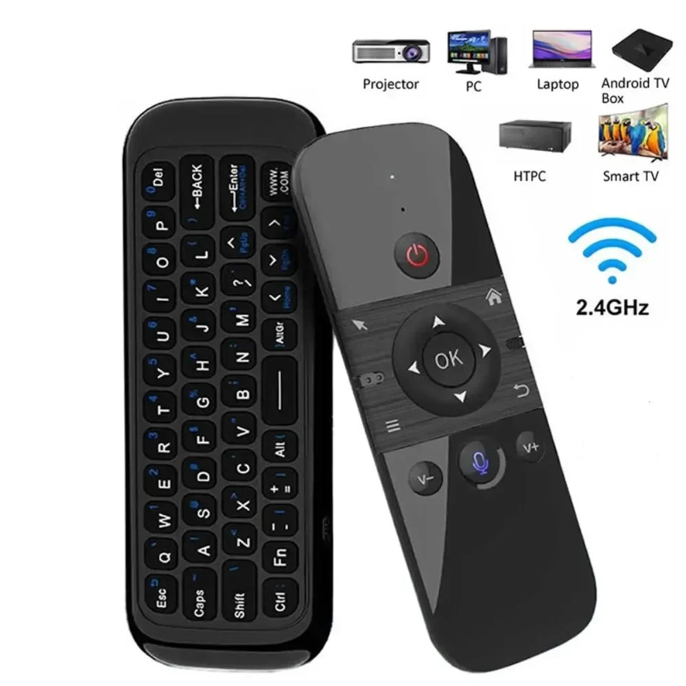 Miniteclado inalámbrico 2 en 1 con Bluetooth, mando a distancia recargable, 2,4G, aprendizaje IR, para Smart TV, Android, TV Box