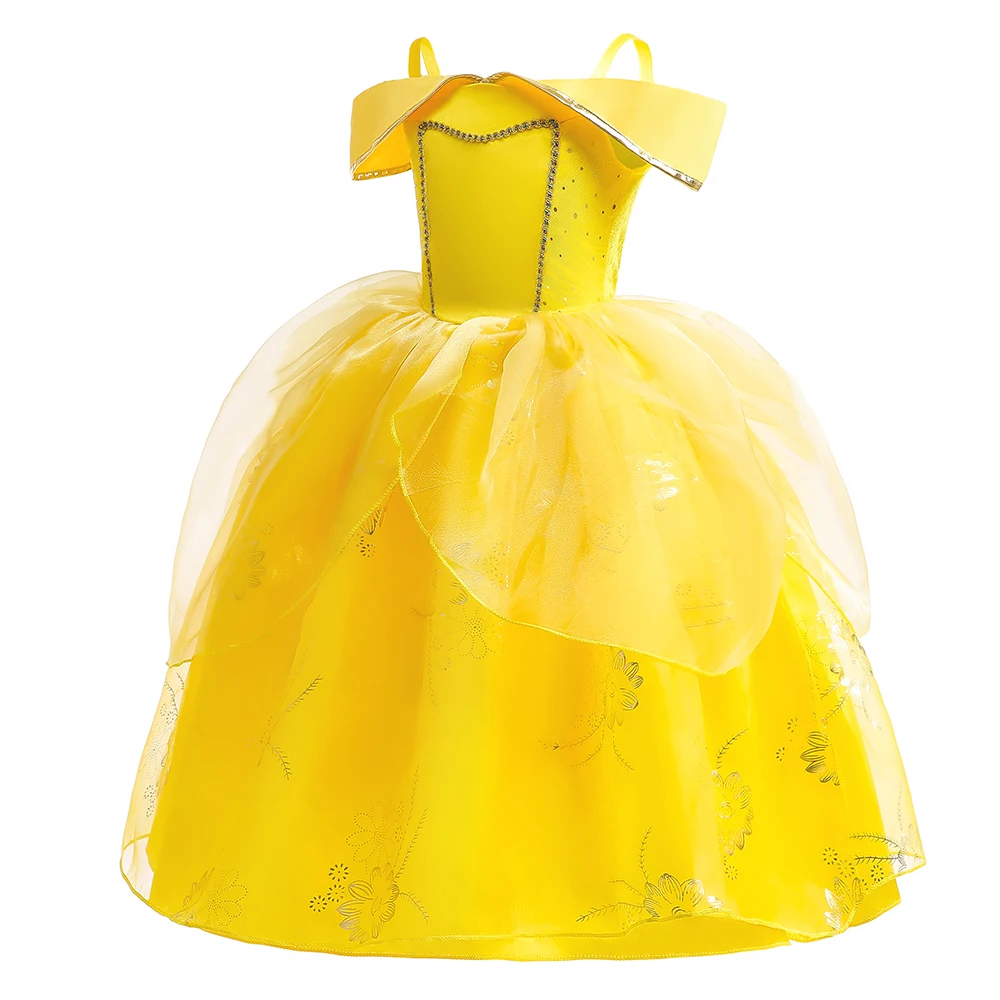 Girls Belle Party Halloween Costume for Girls Carnival Christmas Birthday Kids Clothes Beauty Beast Cosplay Princess Girls Dress