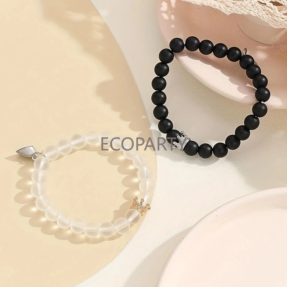 2Pcs Glow in the Dark Heart Magnet Bracelet Crown Bracelet Couple lover Bracelets