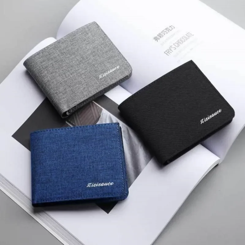 Canvas Men Wallet Black/Blue/Gray Card Holder Wallet Male Money Bag Id/Photo/Bank Holder Short Purse Credit Card Case Bag