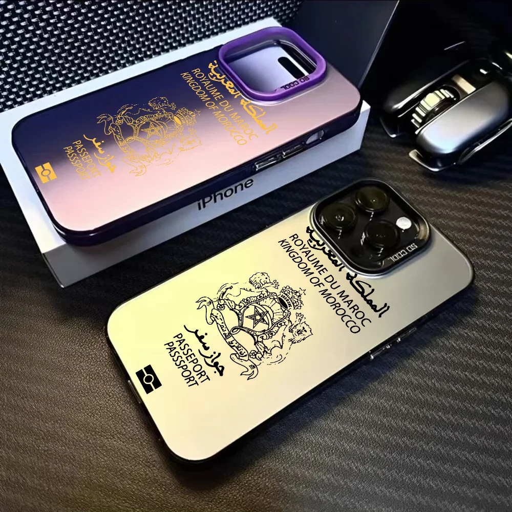 Morocco Passport Phone Case Phone case For iPhone 16 15 14 13 12 11 Pro Max Black Purple Matte  Soft Candy Abrazine Funda