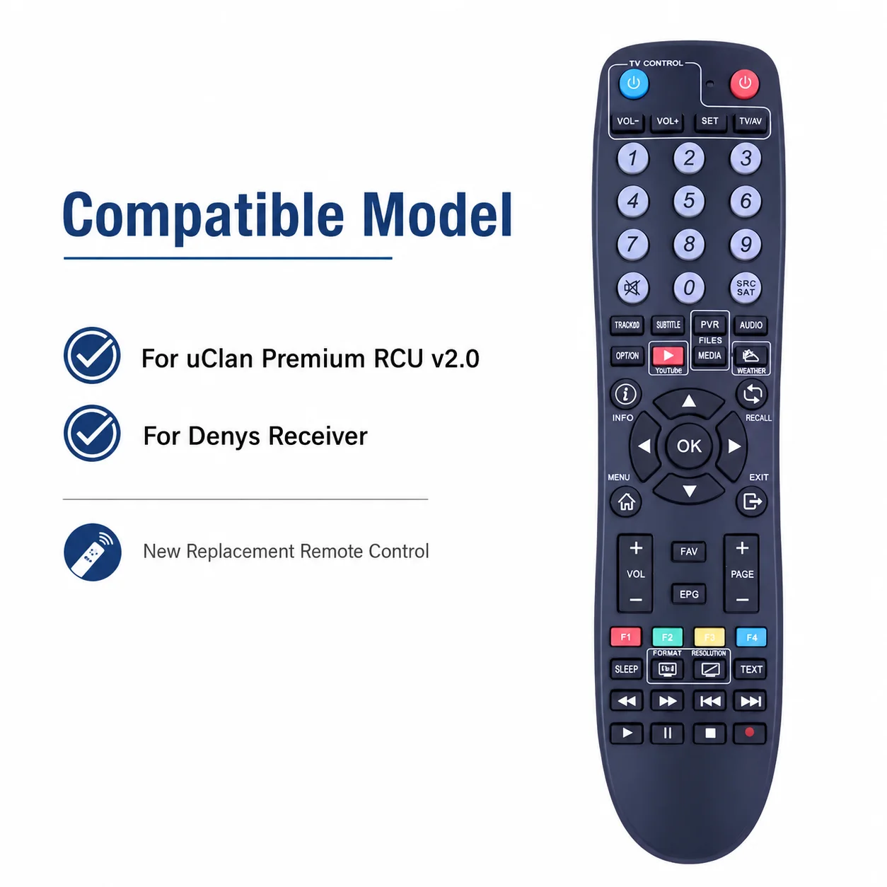 

New Remote Control for UClan Premium RCU V2.0 Denys Receiver
